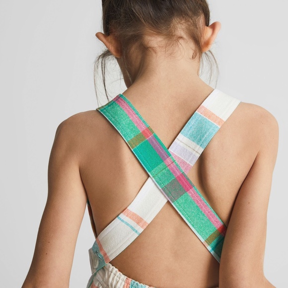 NWT REISS | Girls Matilda Jr. Cross Back Green Check Plaid Dress | Size 8-9Y - Picture 9 of 9